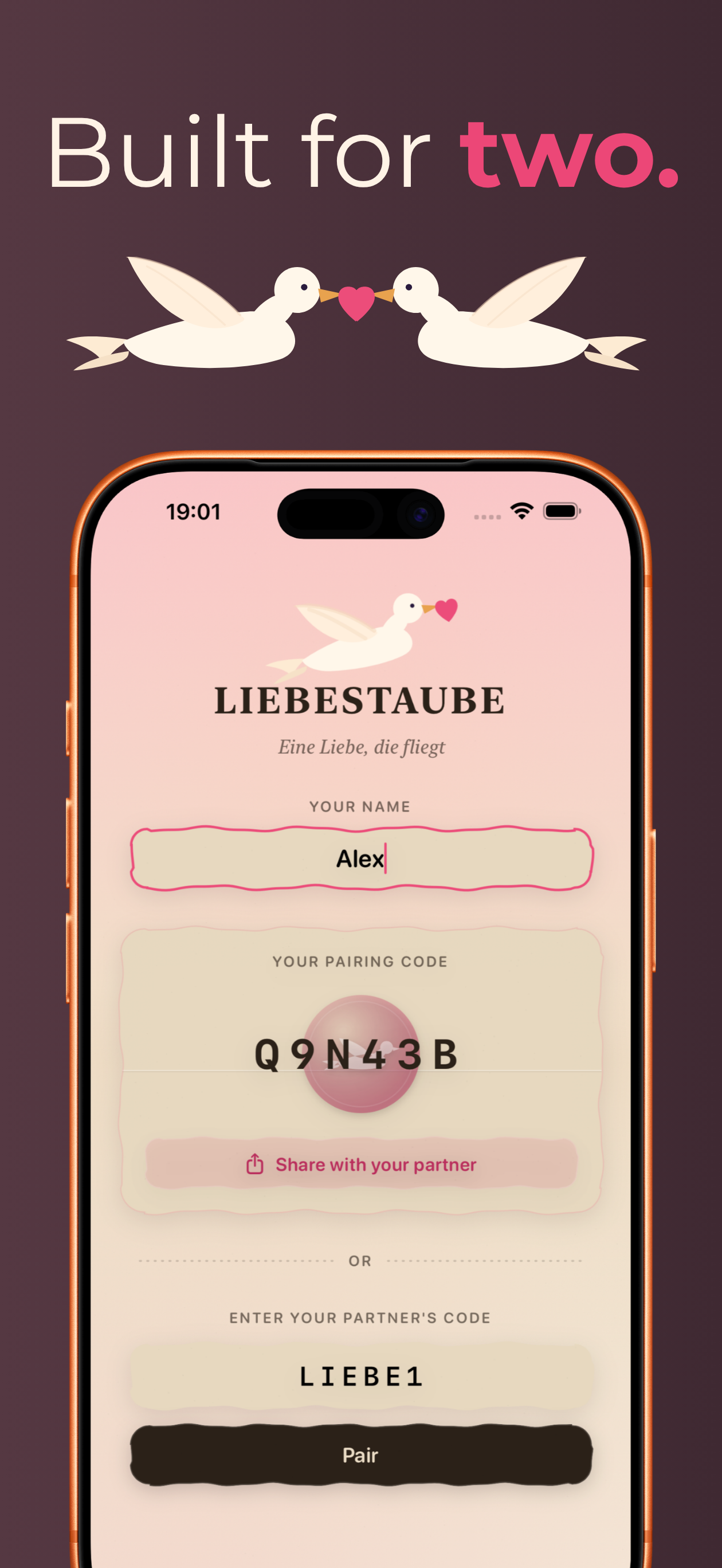 Liebestaube screenshot: Built for two.