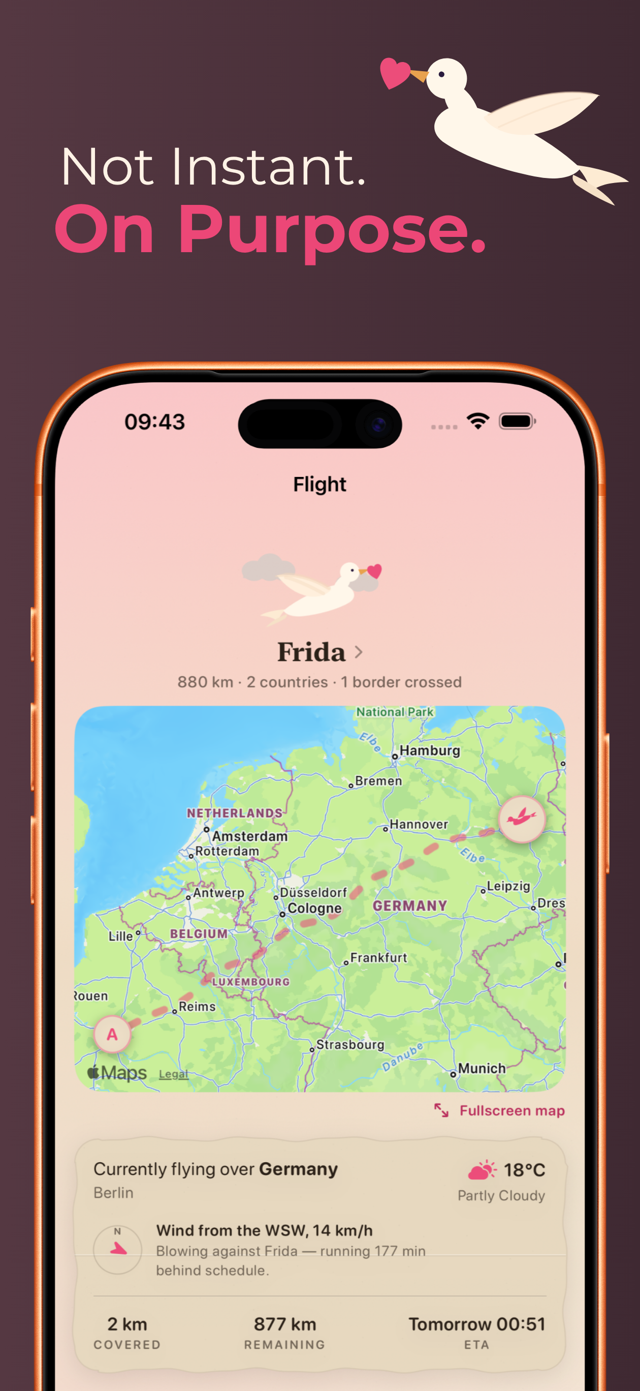 Liebestaube screenshot: Not Instant. On Purpose.